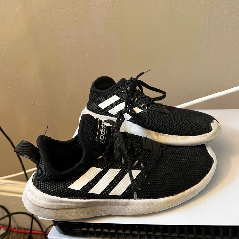 Boys Black & White Adidas Fortarun Tennis Shoes